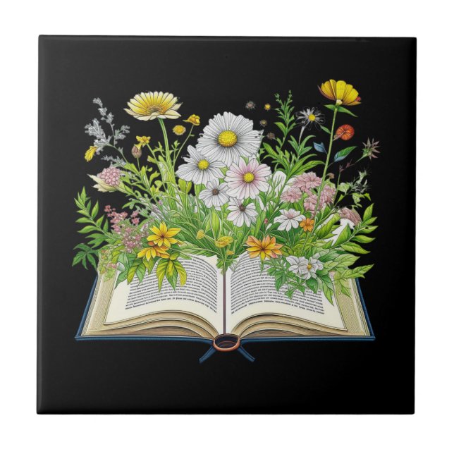 Vintages Kerndesign mit Wildblumen Fliese (Vorderseite)