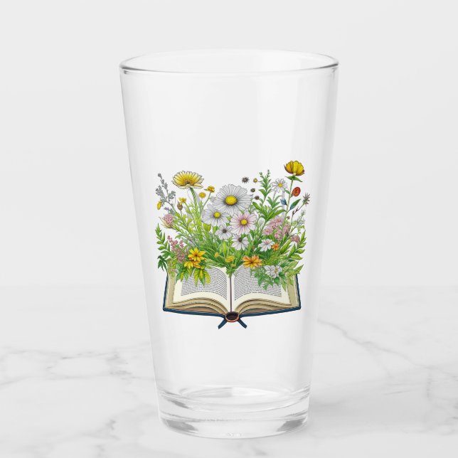 Vintages Kerndesign mit Wildblumen Glas (Vorderseite)