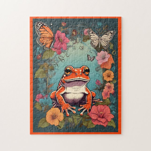 Vintages Kernfroschpuzzle - Farbenfrohe Whimsy Puzzle (Vertikal)