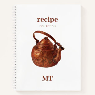 Vintages Kettle Rezept Kochbuch Minimal Monogramm Notizbuch