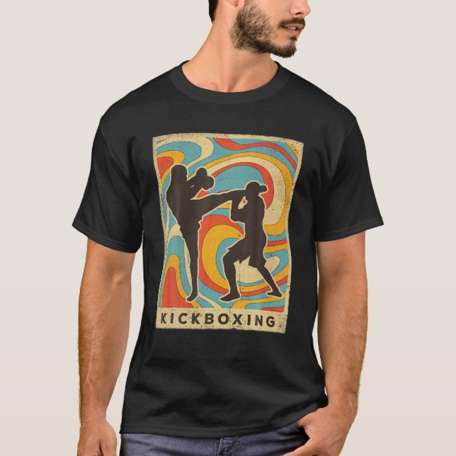 Vintages Kickboxing Sport Retro Poster T-Shirt (Vorderseite)