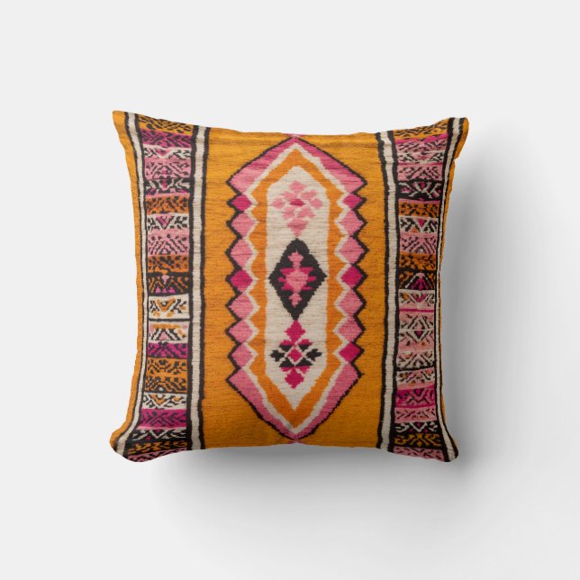 Vintages Kilim-Kissen: Handgefertigte gelbe Kissen (Vorderseite)