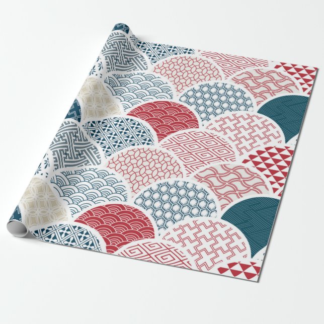 Vintages Kimono-Muster Geschenkpapier (Ungerollt)