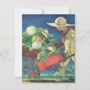 Vintages Kind, Bio Gartenarbeit; Siegesgarten