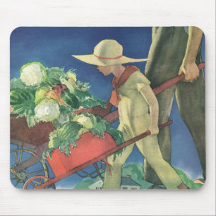 Vintages Kind, Bio Gartenarbeit; Siegesgarten Mousepad