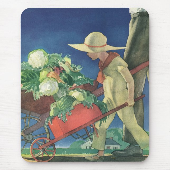 Vintages Kind, Bio Gartenarbeit; Siegesgarten Mousepad (Vorne)