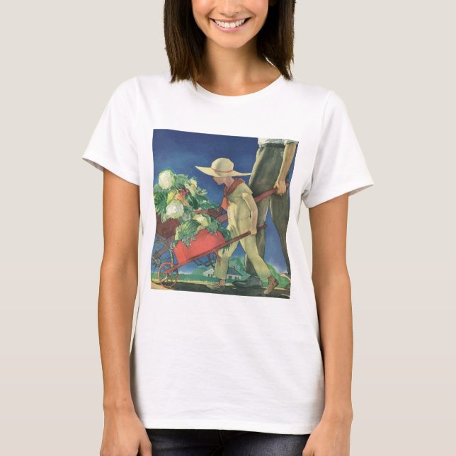 Vintages Kind, Bio Gartenarbeit; Siegesgarten T-Shirt (Vorderseite)