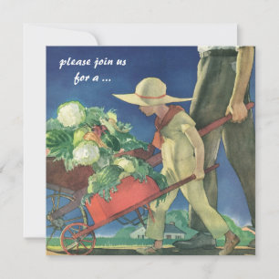 Vintages Kind, Bio Gartenkochen Party Einladung