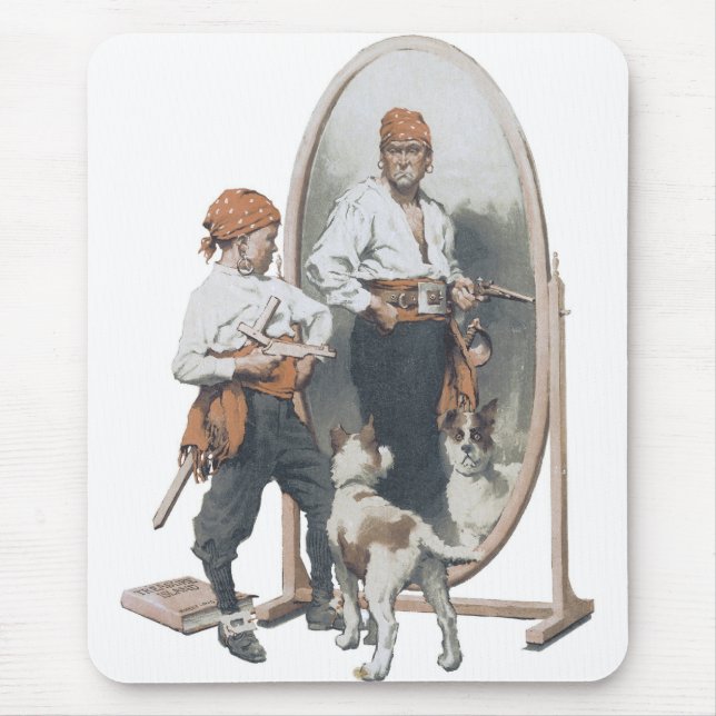 Vintages Kind, Boy Pirate, Hund, Spiegel, Bukcanee Mousepad (Vorne)