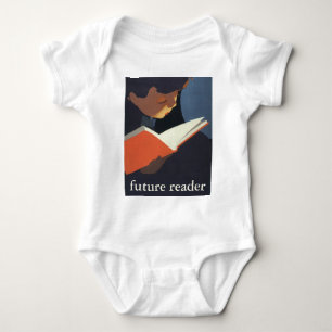 Vintages Kind, das ein Buch aus der Bibliothek lie Baby Strampler