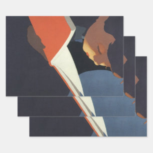 Vintages Kind, das ein Buch aus der Bibliothek lie Geschenkpapier Set