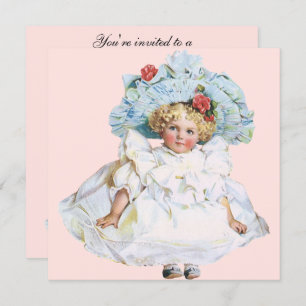 Vintages Kind, Girl Hübsch Dress Geburtstagsparty Einladung