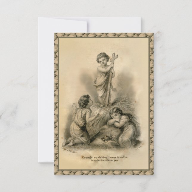 Vintages Kind Jesus kreuzen Gebetskarte Mitteilungskarte (Vorderseite)