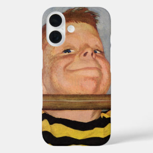 Vintages Kind, Junge, der Chin Ups macht, Sport tr iPhone 16 Hülle