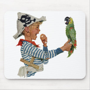 Vintages Kind, Junge Pirat Parrot Bird Mousepad
