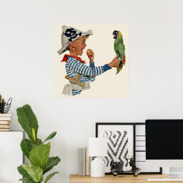 Vintages Kind, Junge Pirat Parrot Bird Poster