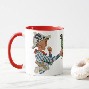Vintages Kind, Junge Pirat Parrot Bird Tasse