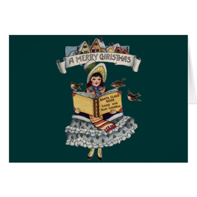 Vintages Kind mit dem Weihnachtsmann buchen (Vorderseite (Horizontal))