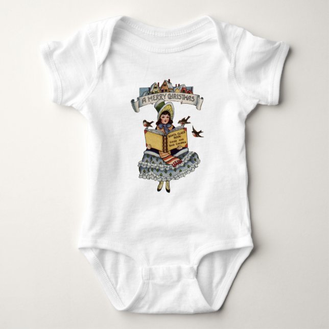 Vintages Kind mit dem Weihnachtsmann buchen Baby Strampler (Vorderseite)