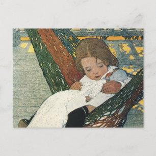 Vintages Kind mit Puppe von Jessie Willcox Smith Postkarte