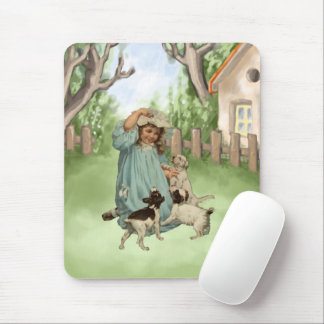Vintages Kind mit Terrier Hunden Mousepad