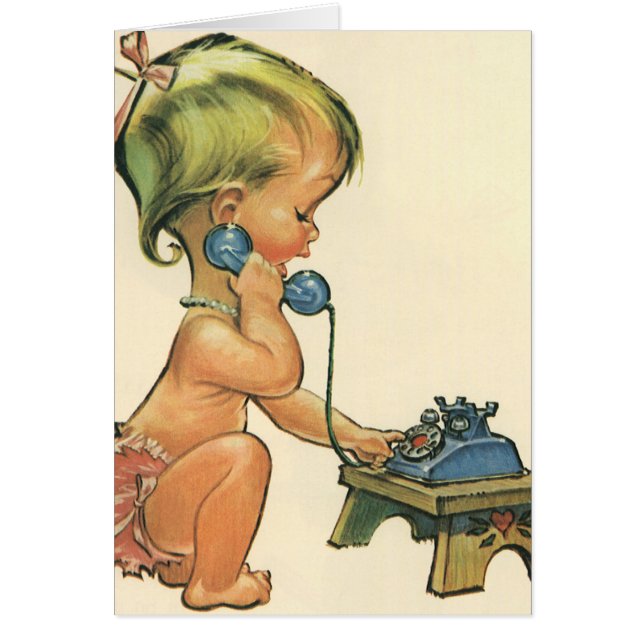 Vintages Kind Niedlich Blond Girl spricht auf Spie (Vorne)