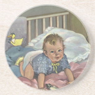 Vintages Kind, Niedliches Baby-Spielen in der Kind Getränkeuntersetzer