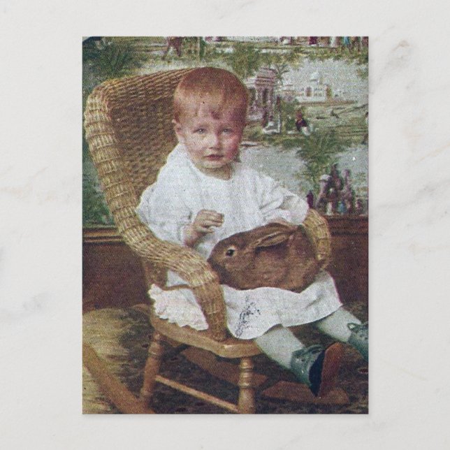 Vintages Kind und Kaninchen Postkarte (Vorderseite)