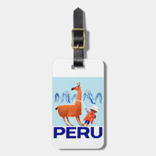 Vintages Kinder-und Lama-Peru-Reise-Plakat Gepäckanhänger