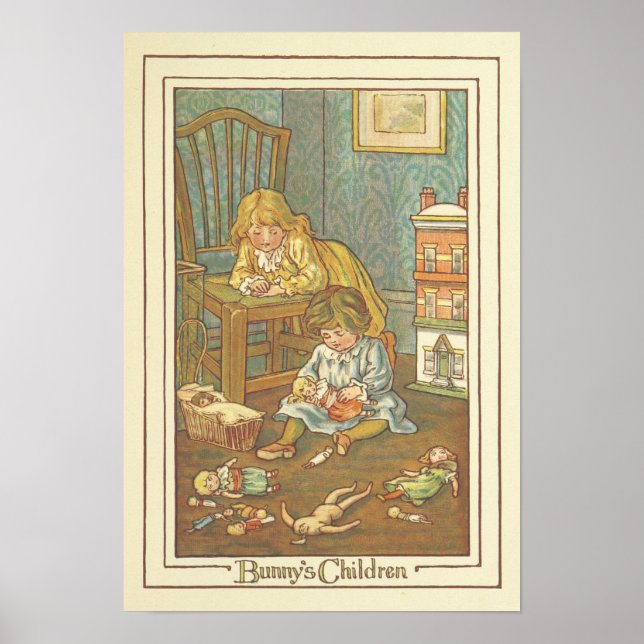 Vintages Kinderbuch Sonnige Illustration Poster (Vorne)