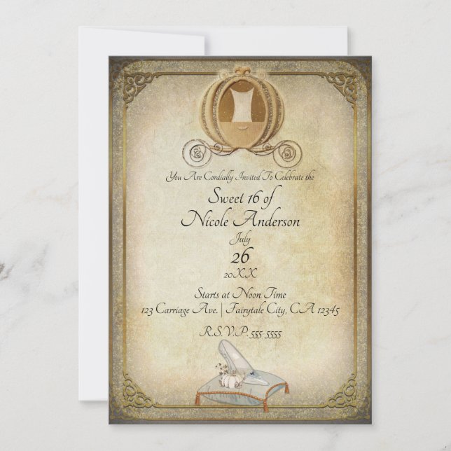 Vintages Kindermädchen und Slipper Sweet 16 Einladung (Vorderseite)