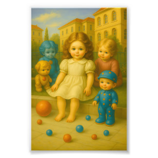"Vintages Kinderportrait mit Spielzeug - Classic N Fotodruck