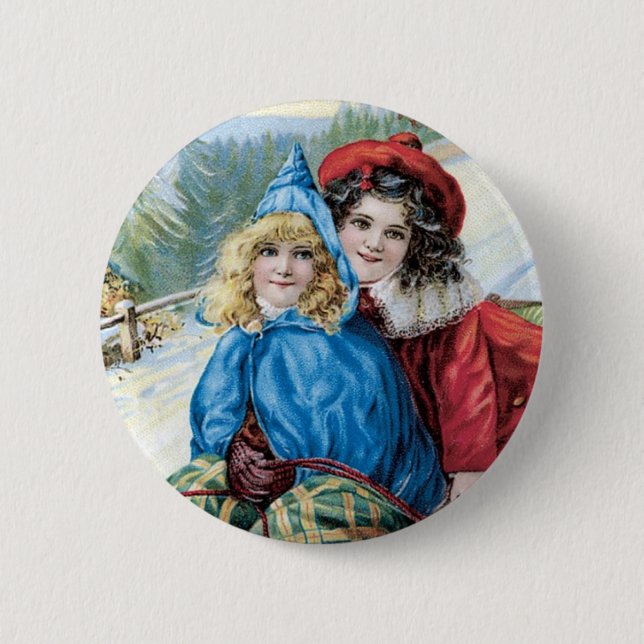 Vintages Kindersegeln Button (Vorderseite)