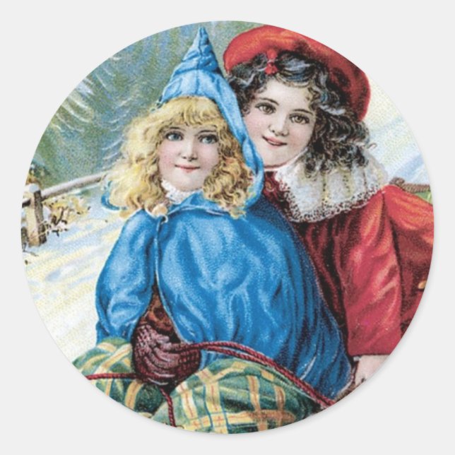 Vintages Kindersegeln Runder Aufkleber (Vorderseite)