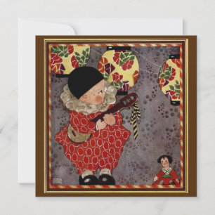 Vintages Kinderspiel Banjo Musik Geburtstagsparty Einladung