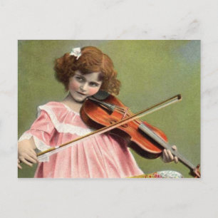 Vintages Kinderspiel Violine Musik Postkarte