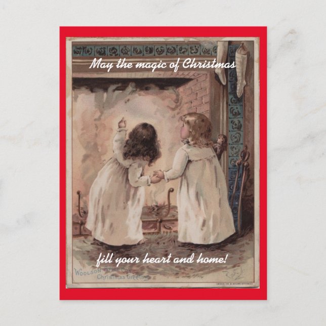 Vintages Kinderweihnachten Feiertagspostkarte (Vorderseite)