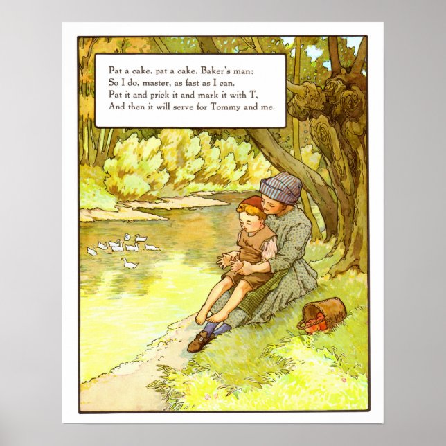 Vintages Kinderzimmer drucken - Pat a Cake Poster (Vorne)