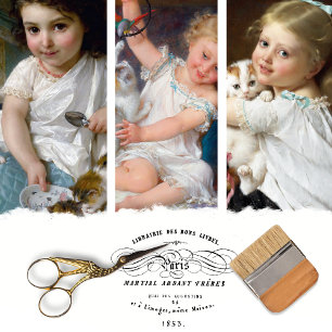 Vintages Kinderzimmer Girl Kitten Decoupage Geschenkpapier Set