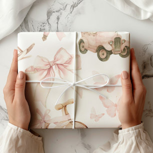 Vintages Kinderzimmer Pink Girl Geschenkpapier