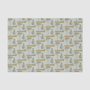 Vintages Kinderzimmer Rhyme Illustration Boy Bow A Seidenpapier