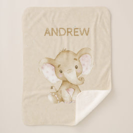 Vintages Kinderzimmer Sherpa Blanket mit Baby Elep Sherpadecke