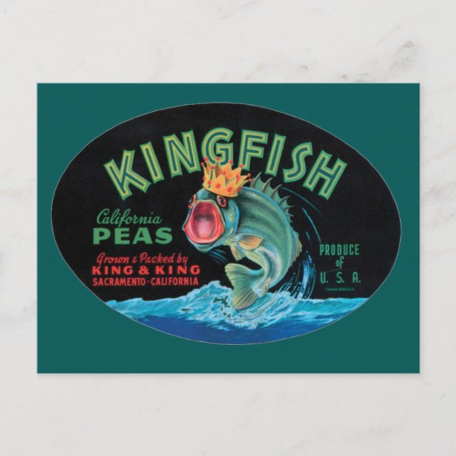 Vintages Kingfish Peezeichen Postkarte (Vorderseite)
