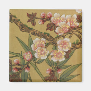 Vintages Kirschblühen asiatische japanische Blume Magnet