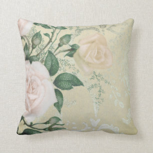 Vintages Kissen in Rosa Sage Green Pink Rose