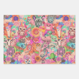 Vintages Kitschy Collage Decoupage Paper Set Geschenkpapier Set