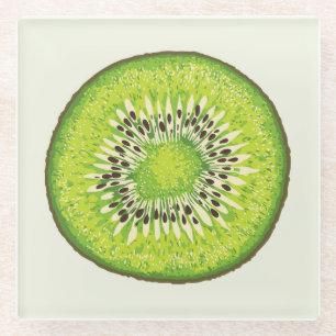 Vintages Kiwi-Slice-Muster. Glasuntersetzer