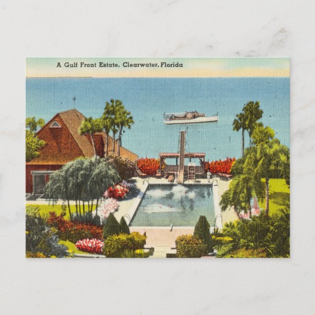 Vintages, klares Wasser, Florida Postkarte (Vorderseite)