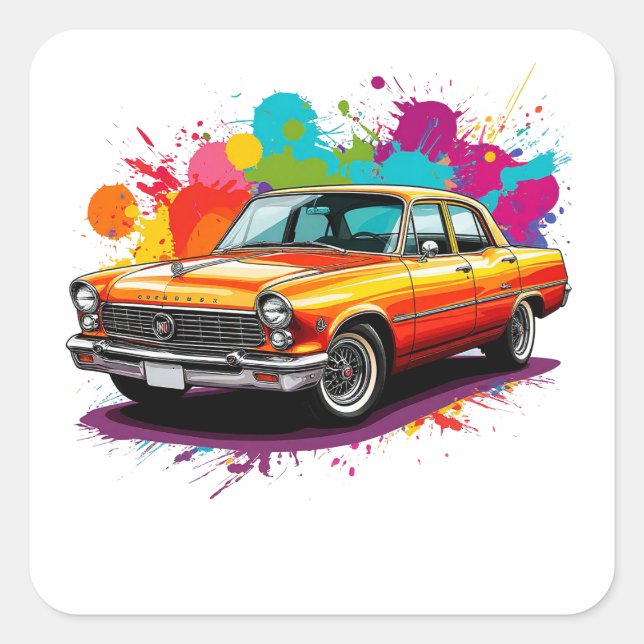 Vintages klassisches Auto Quadratischer Aufkleber (Vorderseite)