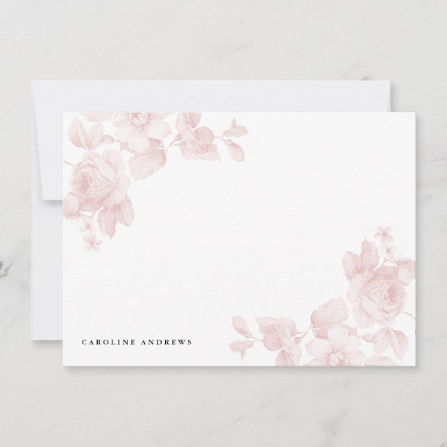Vintages, klassisches Blütenrosa Mitteilungskarte (Vorderseite)